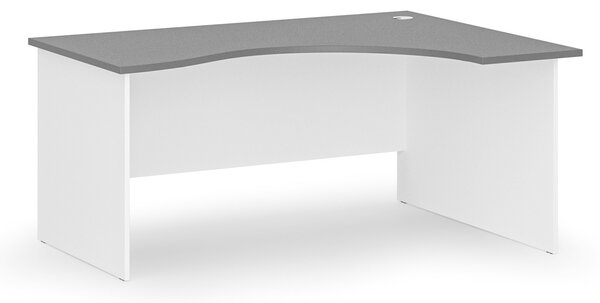 Ergonomický kancelářský psací stůl PRIMO WHITE, 160x120 cm, pravý, bílá/grafit