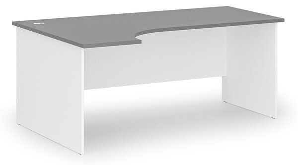 Rohový kancelářský psací stůl PRIMO WHITE, 180x120 cm, levý, bílá/grafit