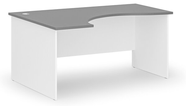 Ergonomický kancelářský psací stůl PRIMO WHITE, 160x120 cm, levý, bílá/grafit