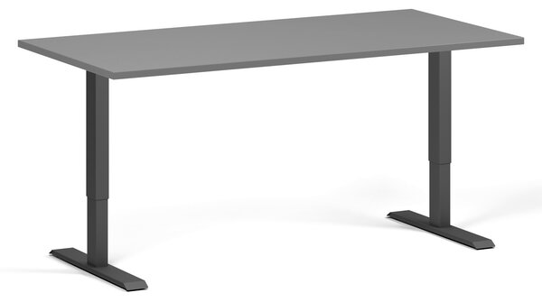 Výškově nastavitelný stůl, 160x80 cm, 1 motor, černá podnož, grafit