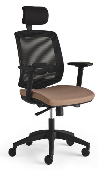 AJ Produkty Kancelářská židle STANLEY, s područkami a opěrkou hlavy, béžová