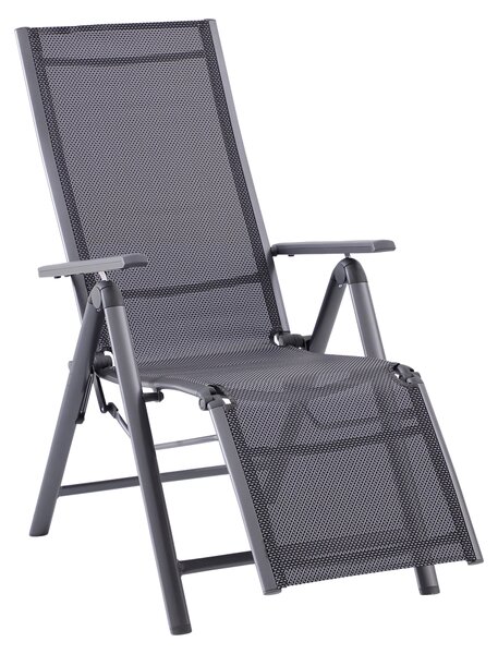 Sunfun Maja Polohovací křeslo relaxační, 78 × 58 × 110 cm, hliník, textil, šedý, antracit