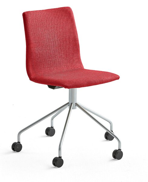 AJ Produkty Konferenční židle OTTAWA, s kolečky, červená, šedý rám