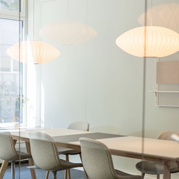 Závěsná svítidlo HAY, Nelson Saucer Bubble, stmívatelné, Bílá, Obývací pokoj, Plast, Design