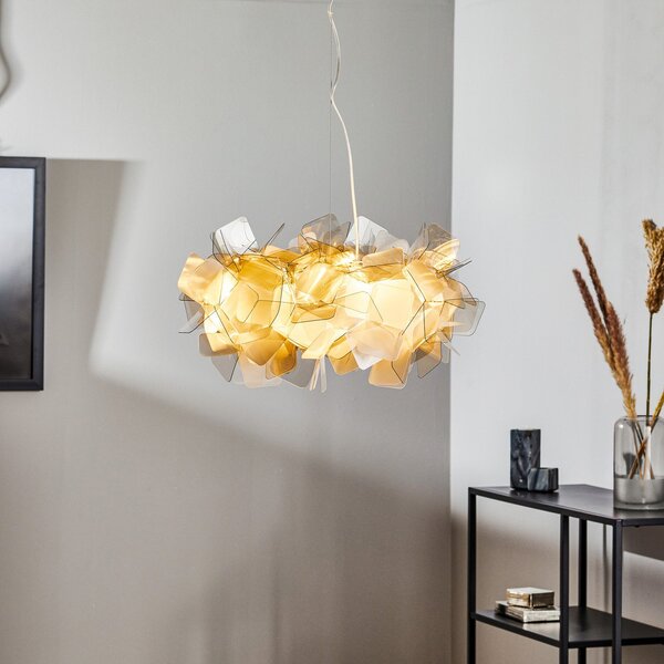 Závěsná svítidlo Slamp, CLIZIA, stmívatelné, Šedá, Obývací pokoj, Plast, Design