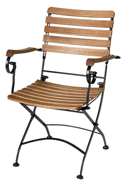 Sunfun Moni Zahradní židle s područkami, 55 × 57 × 88 cm, ocel, dřevo, přírodní