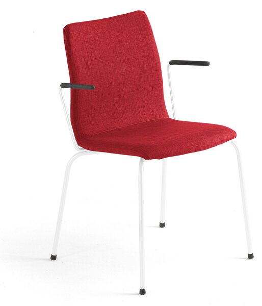 AJ Produkty Konferenční židle OTTAWA, s područkami, červený potah, bílá