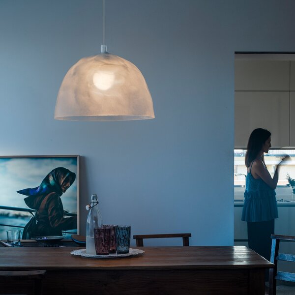 Závěsná svítidlo Foscarini, Bump, stmívatelné, Bílá, Obývací pokoj, Plast, Design