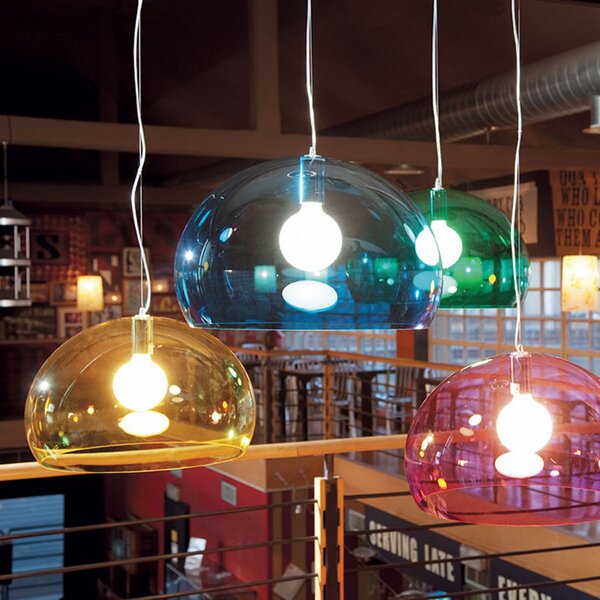 Závěsná svítidlo Kartell, Big FL/Y, stmívatelné, Zelená, Obývací pokoj, Plast, Design