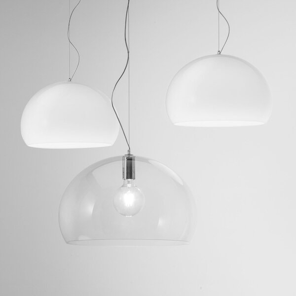 Závěsná svítidlo Kartell, Big FL/Y, stmívatelné, Transparentní, Obývací pokoj, Plast, Design