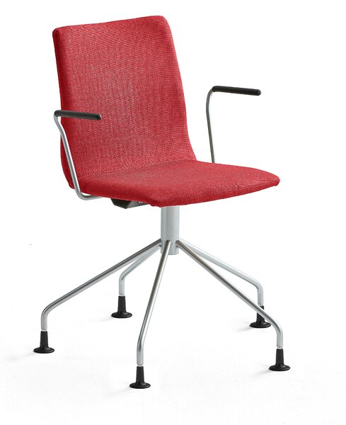 AJ Produkty Konferenční židle OTTAWA, s područkami, podnož pavouk, červená, šedý rám
