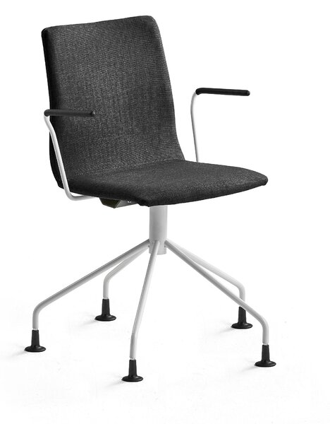 AJ Produkty Konferenční židle OTTAWA, s područkami, podnož pavouk, černá, bílý rám