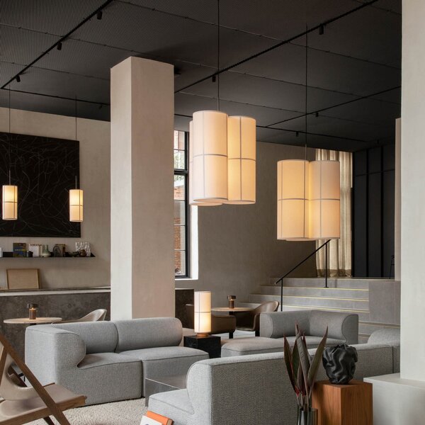 Závěsná svítidlo Audo Copenhagen, Hashira Cluster, stmívatelné, Béžová, Obývací pokoj, Tkanina / Textil, Design