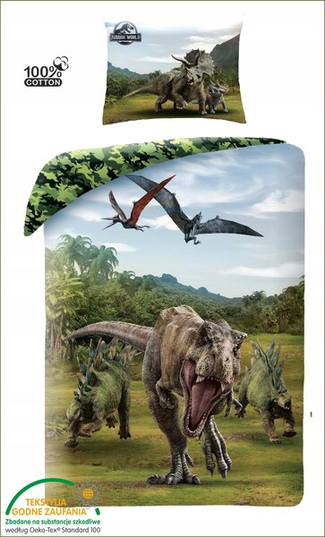 Povlečení 140x200 Jurský svět Jurský park dinosauři T-Rex maskáčový Halantex