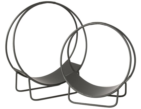 Černý kovový stojan na krbové dřevo J-line Aren 55 x 50 cm
