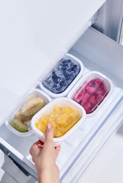 Plastové krabičky do mrazáku, Rotho FREEZE, bílá, sada 2 x 1,9l (24x16x8)