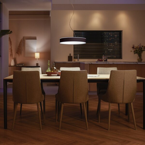 Závěsná svítidlo Philips Hue, Philips Hue, stmívatelné, Černá, Obývací pokoj, Kov, Moderní