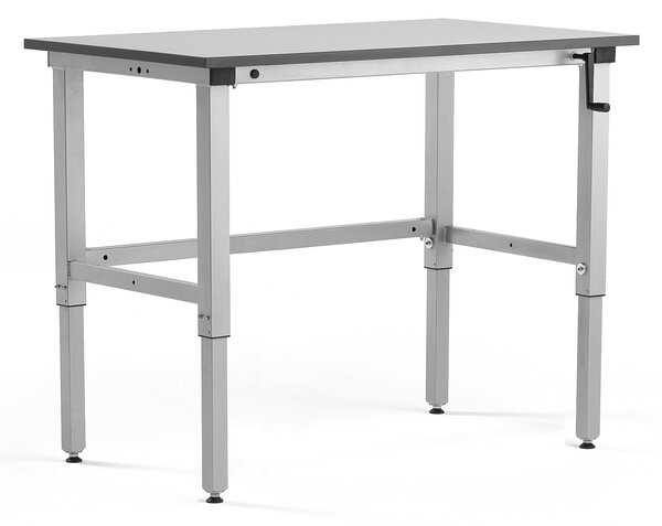 AJ Produkty Výškově nastavitelný pracovní stůl MOTION, manuální, 1200x600 mm, 150 kg, šedá