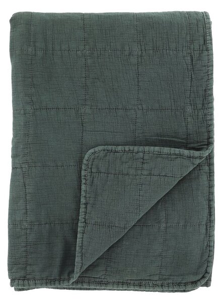 Tmavě zelený přehoz s opraným vzhledem Aix Vintage Quilt - 130*180 cm - Chic Antique