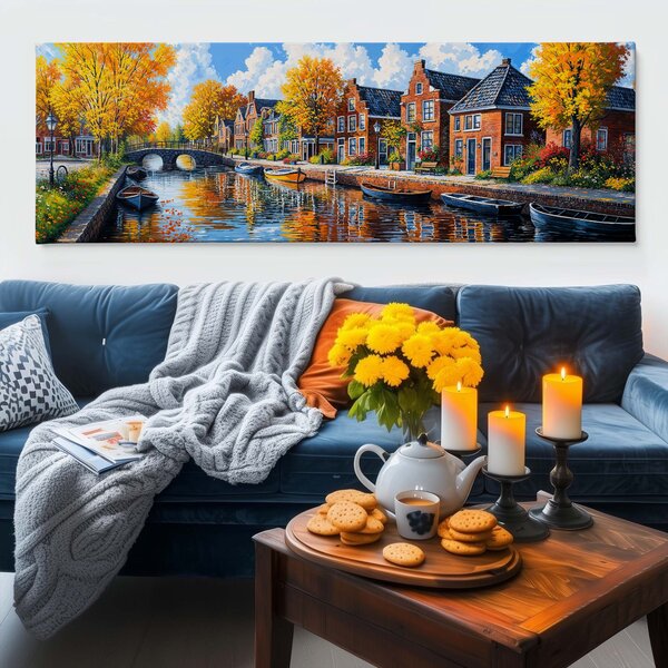 Obraz na plátně - Vzpomínky na Bruggy FeelHappy.cz Velikost obrazu (šířka x výška): 60 x 20 cm