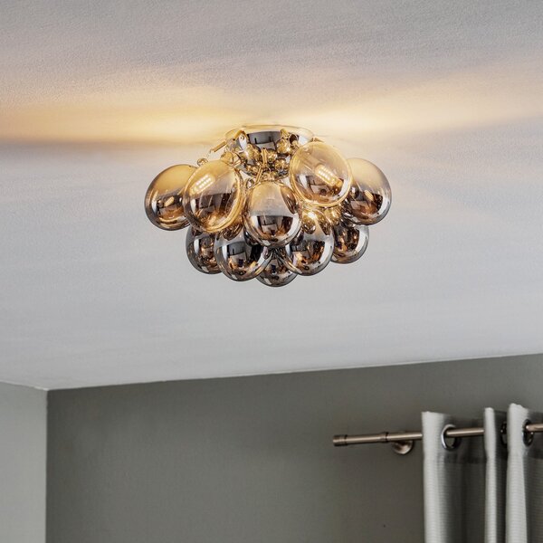 Stropní Lampa By Rydéns, Gross, stmívatelné, Šedá, Obývací pokoj, Sklo, Design