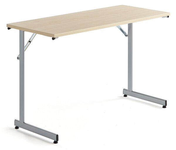 AJ Produkty Skládací stůl CLAIRE, 1200x500 mm, bříza, hliníkově šedá