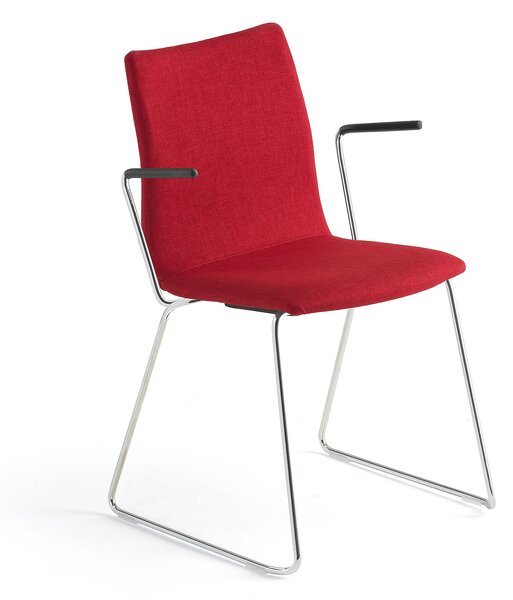 AJ Produkty Konferenční židle OTTAWA, s područkami, červený potah, chrom