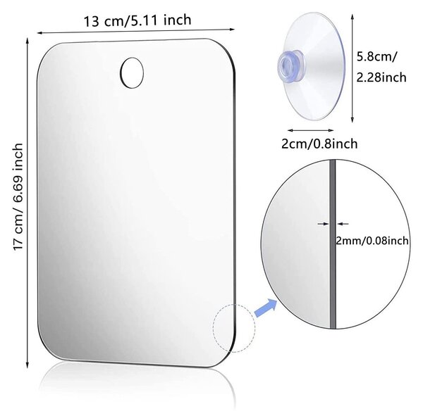 Solidchoice - 2 kusy zrcadla na holení - Antifog zrcadlo vhodné do sprchy a na cesty