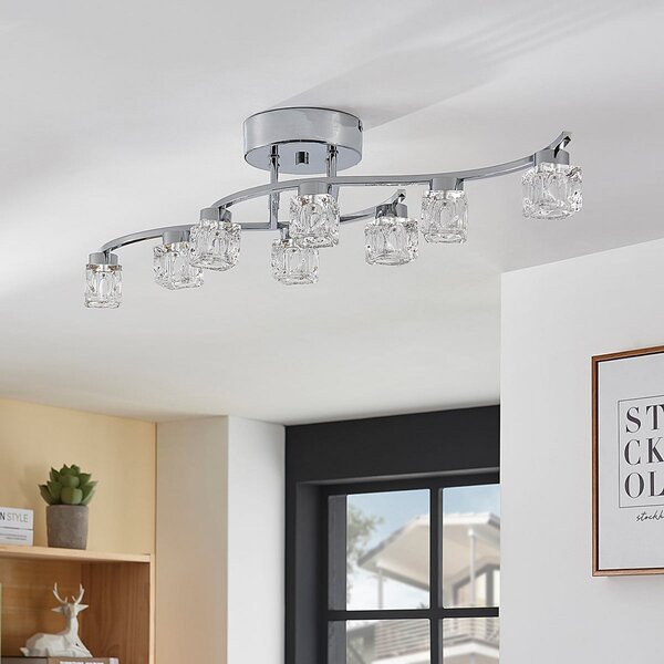 Stropní Lampa Lindby, Yaro, stmívatelné, Metalická, Obývací pokoj, Kov, Moderní