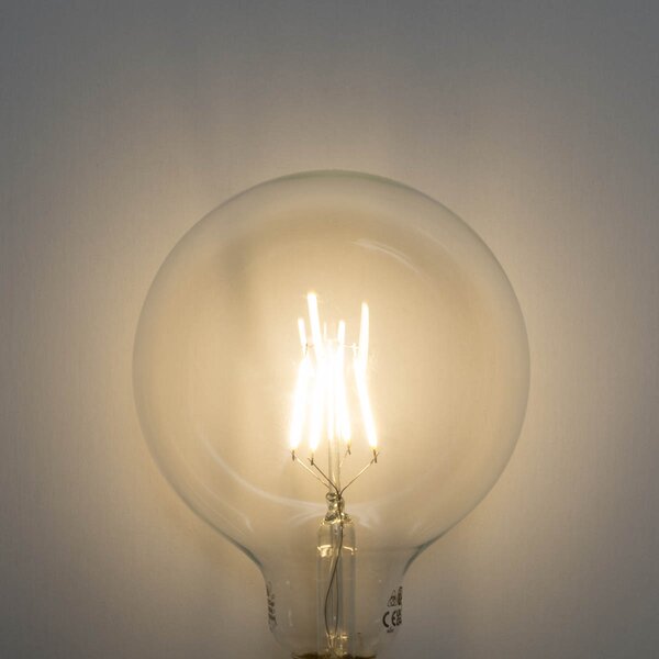 Sada 5 ks LED žárovka E27 s třemi stupni stmívání, spirálovým vláknem G125, 4 W, 450 lm, 3000 K