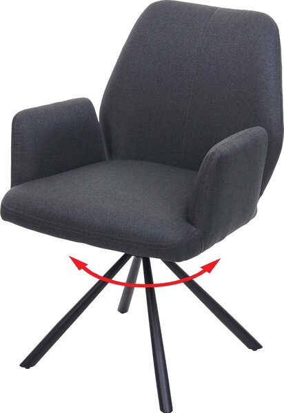 Jídelní židle HWC-H71, kuchyňská židle polohovací židle, otočná automatická poloha látka/textil ocel tmavě šedá