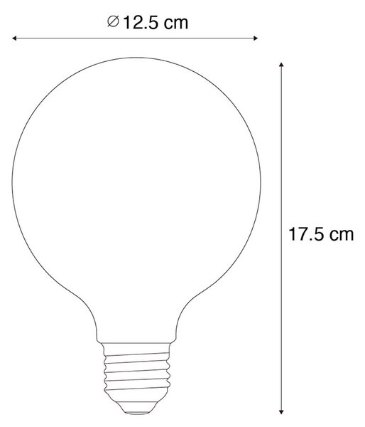 Sada 5 ks LED žárovka E27 s třemi stupni stmívání, spirálovým vláknem G125, 4 W, 450 lm, 3000 K