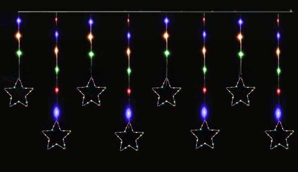 Vánoční LED vánoční závěs s 8 hvězdami, 3m, 196 LED, více barevných variant Barva: Studená bílá