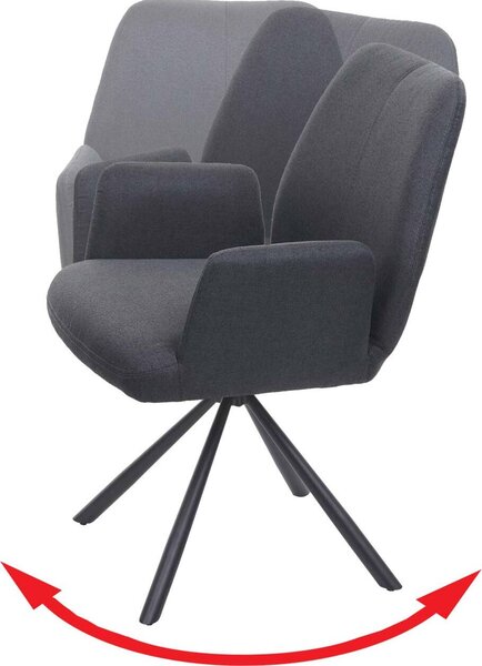 Jídelní židle HWC-H71, kuchyňská židle polohovací židle, otočná automatická poloha látka/textil ocel tmavě šedá