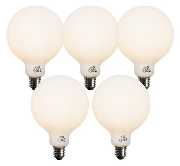 Sada 5 ks Stmívatelná LED žárovka E27 se 3 stupni stmívání, opálové sklo G125, 4W, 450lm, 3000K