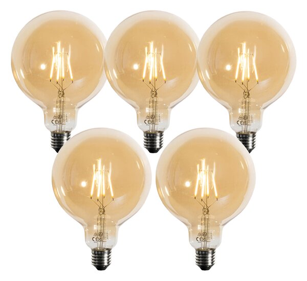 Sada 5 ks LED žárovka E27 3stupňové stmívání zlatá G125 4W 450lm 2700K