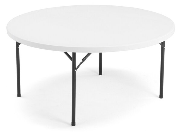 AJ Produkty Kulatý skládací stůl MIKA, Ø1520 mm, plastová deska, černá konstrukce