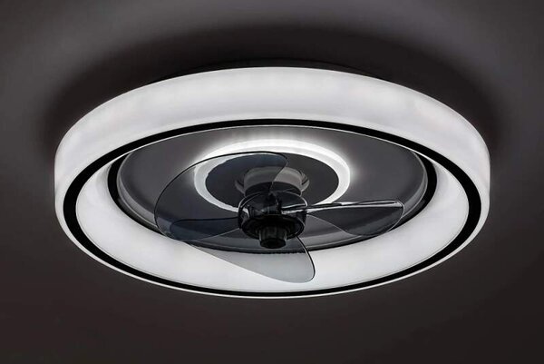 RABALUX 71009 HORACIO - Stropní LED ventilátor v černé barvě s dálkovým ovladačem, LED 67W, 3000-6000K, Ø 47cm (LED stropní ventilátor stmívatelný ovladačem)