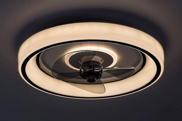 RABALUX 71009 HORACIO - Stropní LED ventilátor v černé barvě s dálkovým ovladačem, LED 67W, 3000-6000K, Ø 47cm (LED stropní ventilátor stmívatelný ovladačem)