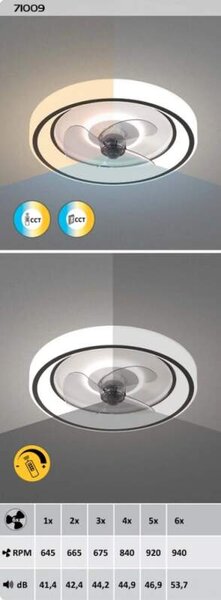 RABALUX 71009 HORACIO - Stropní LED ventilátor v černé barvě s dálkovým ovladačem, LED 67W, 3000-6000K, Ø 47cm (LED stropní ventilátor stmívatelný ovladačem)