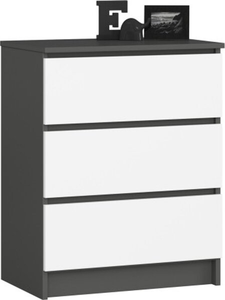 Komoda K60 3SZ- šedá/bílá