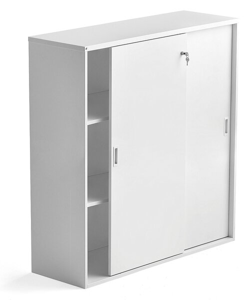 AJ Produkty Skříň s posuvnými dveřmi MODULUS XL, uzamykatelná, 1200x1200 mm, bílá