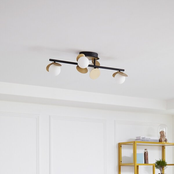 Stropní Lampa Lucande, Pallo, stmívatelné, Černá, Obývací pokoj, Kov, Moderní