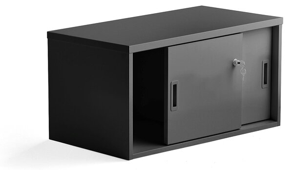 AJ Produkty Skříň s posuvnými dveřmi MODULUS, uzamykatelná, 400x800 mm, černá
