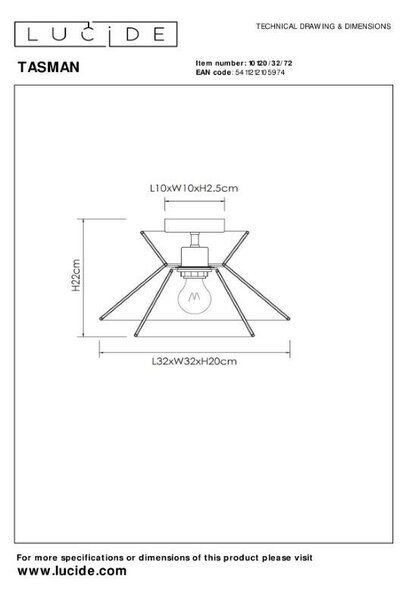 Lucide L101203272 přisazené stropní svítidlo TASMAN E27