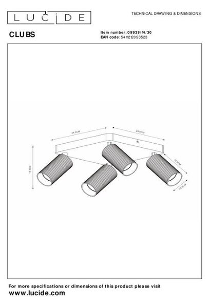 Lucide L099391430 bodové stropní svítidlo CLUBS GU10