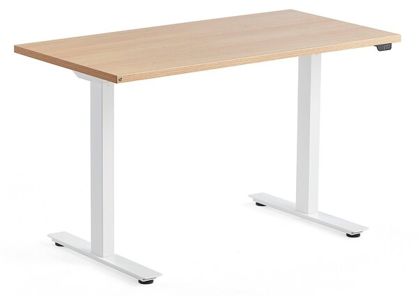 AJ Produkty Výškově nastavitelný stůl MODULUS, 1200x600 mm, bílý rám, dub