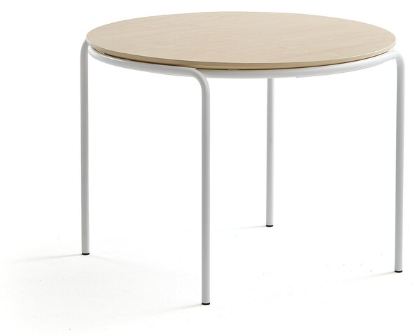AJ Produkty Konferenční stolek ASHLEY, Ø770 mm, výška 530 mm, bílá, bříza