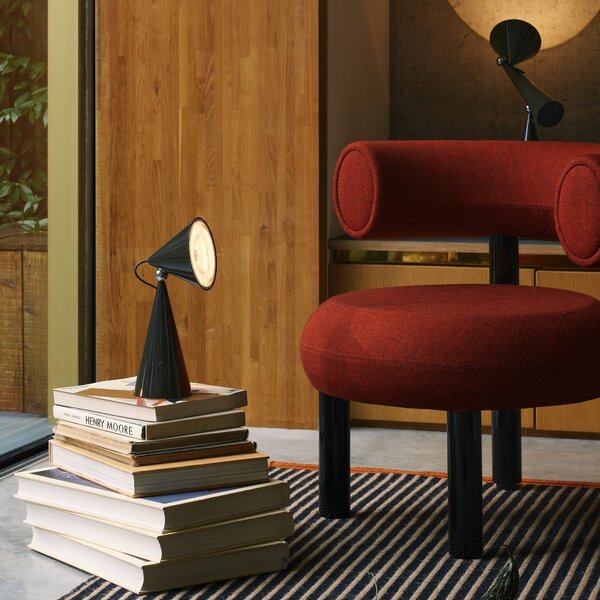 Stolní lampa Tom Dixon, POSE, stmívatelné, Černá, Obývací pokoj, Plast, Design