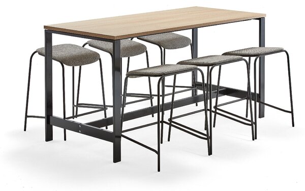 AJ Produkty Sestava VARIOUS + ATTEND, stůl 1800x800x900 mm, dub + 6 béžových stoliček
